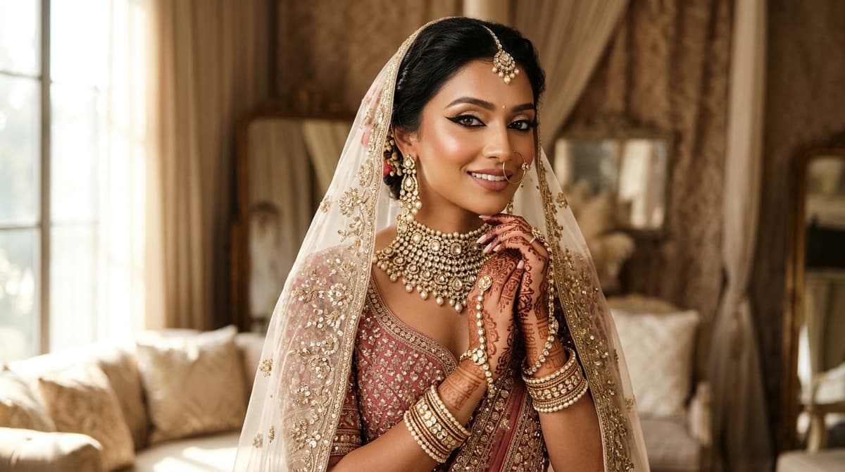 Royal Heritage Crimson Bridal Look